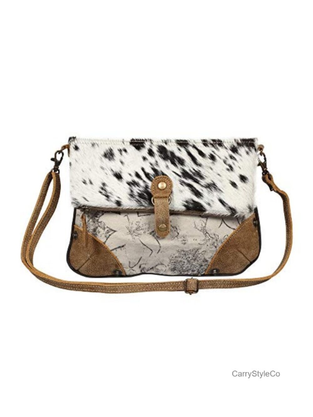 Canvas Floral Crossbody Purse with Leather Accents Women's Handbag